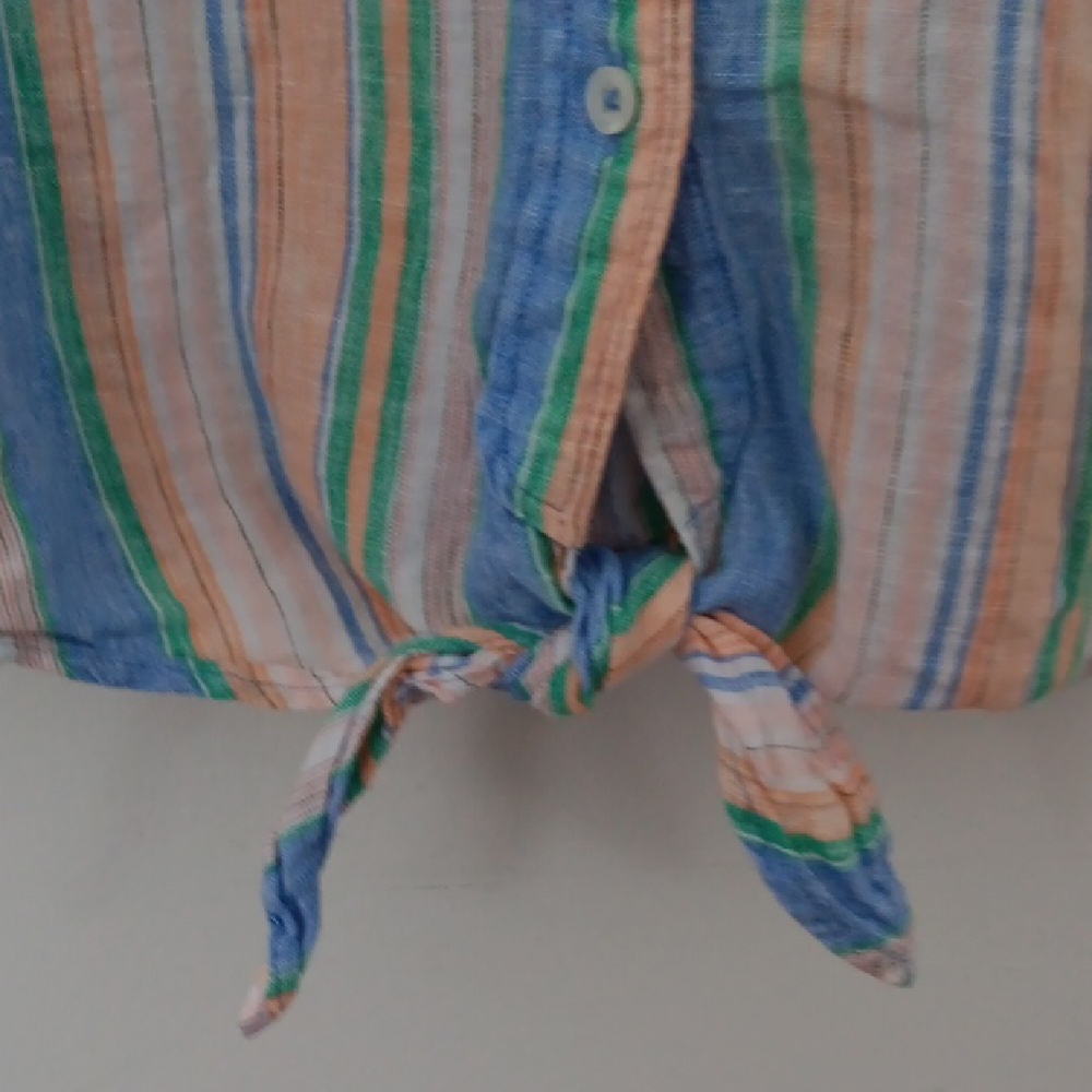 Talbots Striped Button-Front Tied Hem Top #3472 - Picture 5 of 11